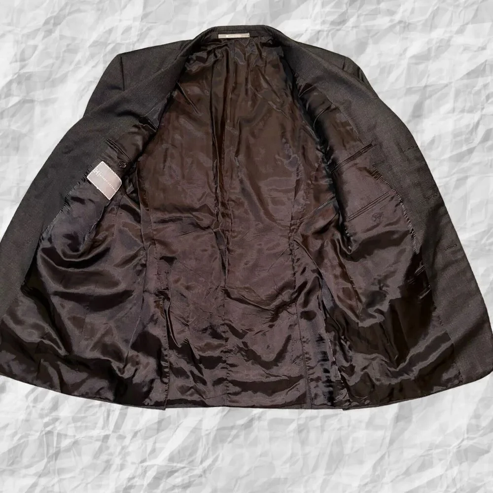Hickey Freeman Madison‎ Black Birdseye/Microdot Wool Suit 46L W37